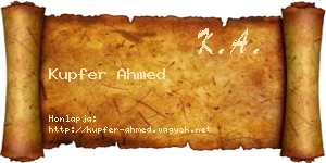 Kupfer Ahmed névjegykártya